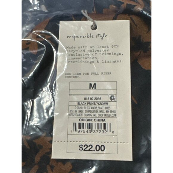 Medium - Womens Draped One Shoulder Tank Top - A New Day - Black Floral - Picture 3 of 6